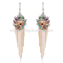warm color crystal fashion accessories dangle hypoallergenic long earrings jewelry